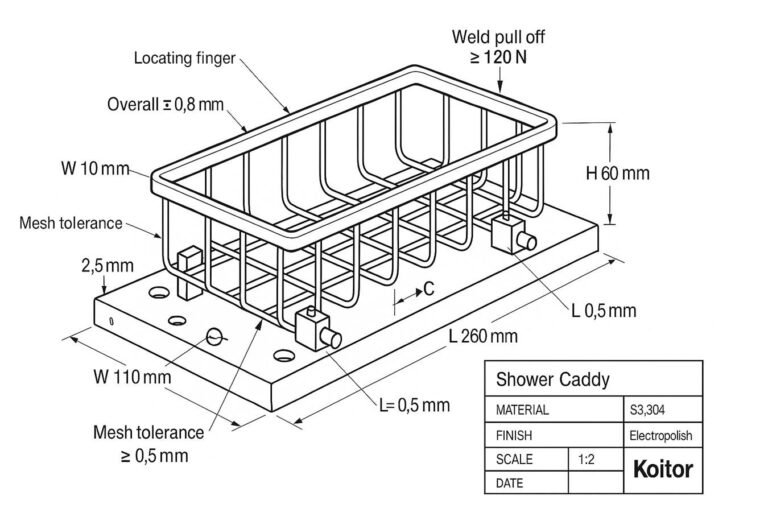 Shower caddy wire basket manufacturing guide from sketch to shelf